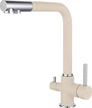 Смеситель GRANFEST для кухни Г-обр. с краном питьевой воды D-35мм белый