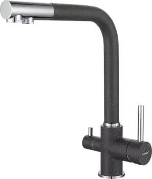 Смеситель GRANFEST для кухни Г-обр. с краном питьевой воды D-35мм графит
