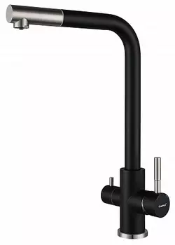 Смеситель GranFest QUARZ для кухни Г-обр. с краном питьевой воды D-35мм.арт. Z-5421 черный