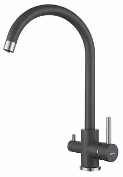 Смеситель GranFest QUARZ для кухни U-обр. с краном питьевой воды D-35мм арт.Z-5420 темно-серый