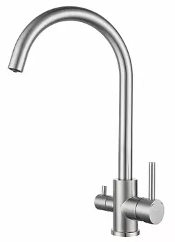 Смеситель GranFest QUARZ для кухни U-обр. с краном питьевой воды D-35мм арт.Z-5420 нержавейка