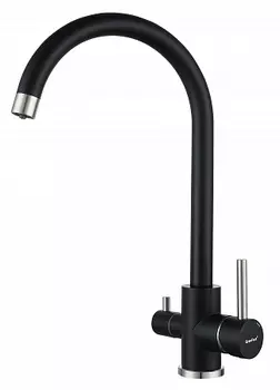 Смеситель GranFest QUARZ для кухни U-обр. с краном питьевой воды D-35мм арт.Z-5420 черный