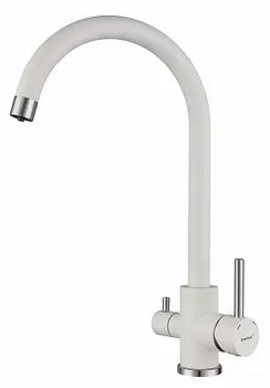 Смеситель GranFest QUARZ для кухни U-обр. с краном питьевой воды D-35мм арт.Z-5420 белый