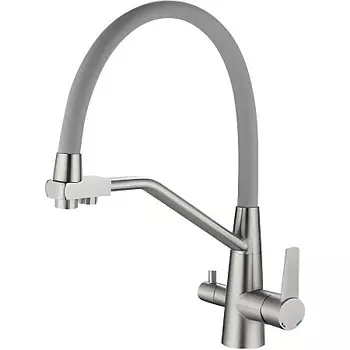 Смеситель HAIBA HB76822 для кухни с подключением фильтра, гибкий излив излив, нержавеющая сталь, сер