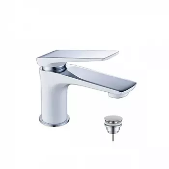 Смеситель Lemark Allegro LM5906CW для умывальника монолитный, хром/белый