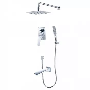 Смеситель Lemark Allegro LM5922CW для ванны и душа встраиваемый с доп. 1-функц. лейкой, хром/белый