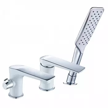 Смеситель Lemark Allegro LM5945CW для ванны встраиваемый, на 3 отверстия, с аксессуарами, хром/белый