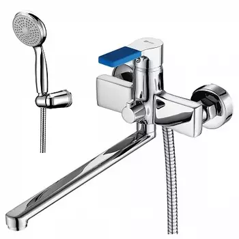 Смеситель Lemark Aura LM0651C универсальный с плоским изливом 300мм, дивертор с кер. пластинами, хр