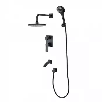 Смеситель Lemark Bronx LM3722BL для ванны и душа встраиваемый с дополнительной 3-функц. лейкой, черн