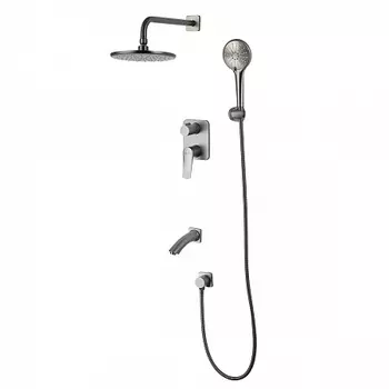 Смеситель Lemark Bronx LM3722GM для ванны и душа встраиваемый с дополнительной 3-функц. лейкой, граф