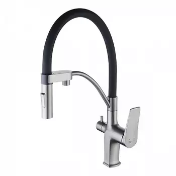 Смеситель Lemark Bronx LM3761GM для кухни, с гибким изливом, с подключ. к фильтру питьевой воды, гра