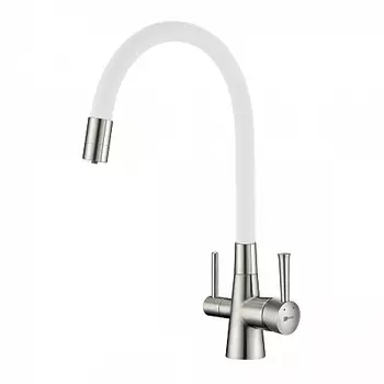 Смеситель Lemark Comfort LM3075BN-White для кухни с подключ. к фильтру с питьевой водой, никель/белы
