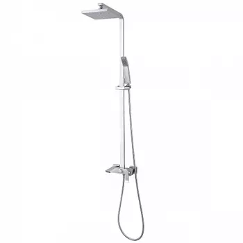 Смеситель Lemark Contest LM5862CW для ванны с верхней душ. лейкой "Тропический дождь", хром/белый