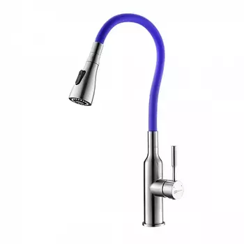 Смеситель Lemark Expert LM5082S-Violet для кухни, с гибким изливом и 2-х фун. аэрат, сталь/фиолет.