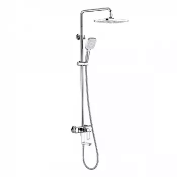 Смеситель Lemark Prizma LM3962C для ванны и душа с верхней душевой лейкой "Тропический дождь", хром