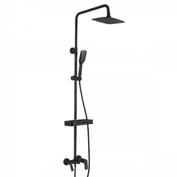 Смеситель Lemark Tropiс LM7002BL для ванны и душа с верхней душ. лейкой "Тропический дождь", черный