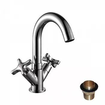 Смеситель Rossinka RS39-62U для умывальника двуручный с поворотным изливом 212мм, хром