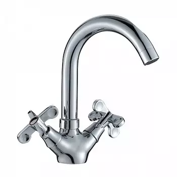 Смеситель Rossinka RS42-62 для умывальника двуручный с поворотным изливом 143мм, хром