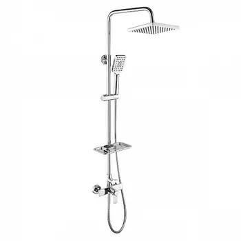 Смеситель Rossinka RS50-45 термост. для душа с верх. лейкой "Тропический дождь" и 3-ф. лейкой, хром