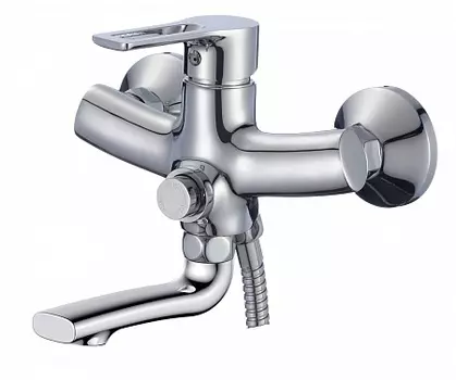 Смеситель Rossinka RS 43-36 одноручый (35мм) универ с поворотным изл 140мм, кноп дивер, хром