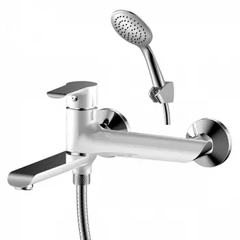 Смеситель Rossinka W35-33 одноручный (35 мм) с поворотным изливом 170 мм для ванны, хром/белый