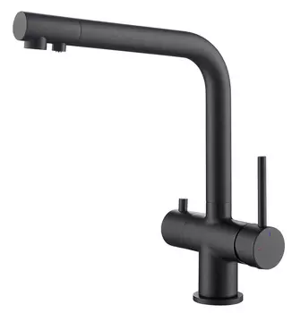 Смеситель Timo Saona 2396/03F для кухни с подключением фильтра, черный матовый
