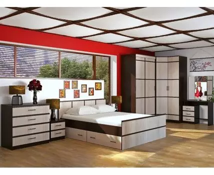 Спальный гарнитур Сакура (Темное-светлое дерево)