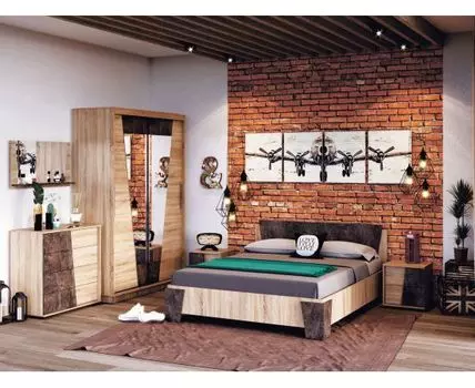 Спальный гарнитур Санремо (Темное-светлое дерево)