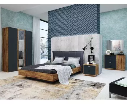 Спальный гарнитур Вега Бавария (1400 х 2000 мм, Коричневое дерево)