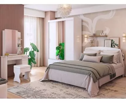 Спальный гарнитур Виктория (140х200 см, Белый)