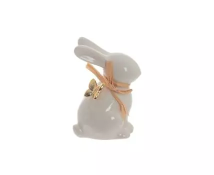 Статуэтка Заяц с бантиком 11 см белый