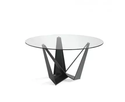 Стеклянный круглый стол c черными ножками CT2061 /1045 150