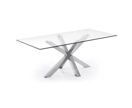 Стеклянный стол Arya с ножками из хромированной стали 200x100