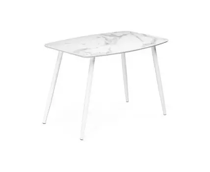 Стеклянный стол Эмма белый мрамор (Черный, 110)