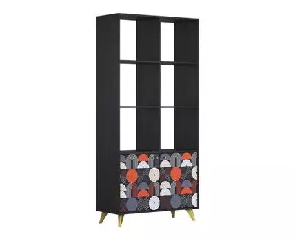 Стеллаж Фьюжн (200 см, 40 см, С задней стенкой, Черный, 95)