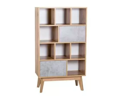 Стеллаж Хелен (140 см, 40, С задней стенкой, Серый, 80)