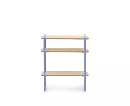 Стеллаж из ясеневого шпона цвета Tinn с синей металлической конструкцией, 70 x 60