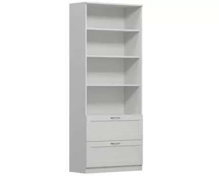 Стеллаж СИРИУС широкий, с двумя ящиками и четырьмя полками, цвет белый