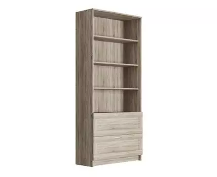 Стеллаж СИРИУС широкий, с двумя ящиками и четырьмя полками, цвет Дуб Сонома