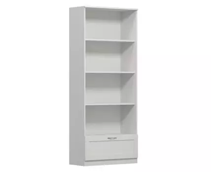 Стеллаж СИРИУС широкий, с ящиком и четырьмя полками, цвет белый