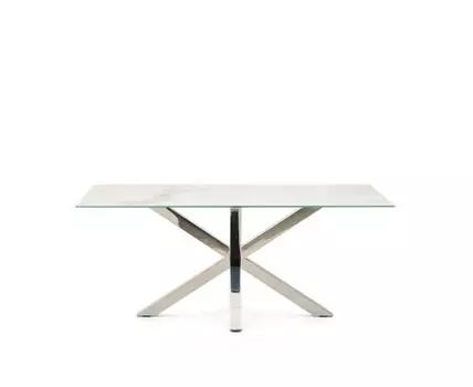 Стол Argo из белого фарфора Kalos с ножками из нержавеющей стали, 180 x 100
