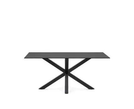 Стол Argo с черным стеклом и черными стальными ножками 160 x 190