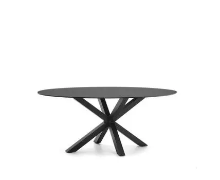 Стол Argo с черным стеклом и черными стальными ножками 200 x 100 см