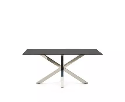 Стол ARYA Argo из матового черного стекла и нержавеющей стали