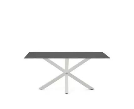 Стол ARYA Argo из матового черного стекла, стальные ножки 160x90