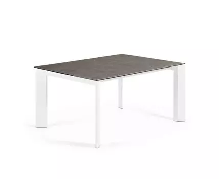 Стол Atta 160 (220)x90 керамика Vulcano Ash, белые ножки