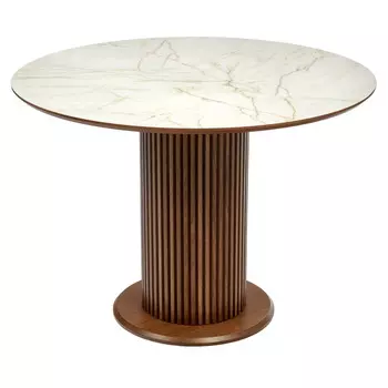 Стол Bloom диам. 105 см, Кварцит, орех