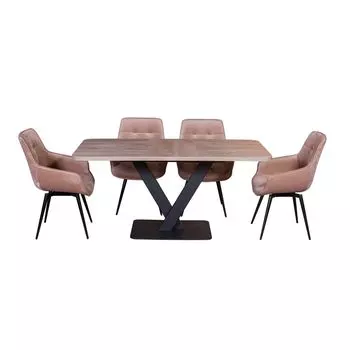 Стол Chester раздвижной (120+40) дуб эндгрейн, опоры черные