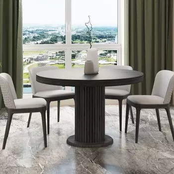 Стол Denver 110+40, круглый раздвижной, шпон