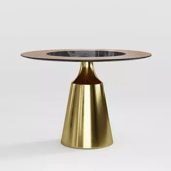 Стол круглый Lucas 120, шпон, керамика глянцевая, черная